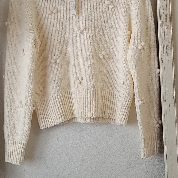 Madewell NWT, dotted bobble pullover beige sweater women's size XS - Picture 7 of 11